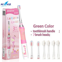 将图片加载到图库查看器,SEAGO Children Sonic Electric Toothbrush for 3-12 Ages Battery LED Sonic Kids Tooth brush Smart Timer Replacement Brush Heads