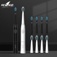 将图片加载到图库查看器,SEAGO Electric Toothbrush with 1 Replacement Brush Heads Battery Sonic Teeth Brush Deep Cleaning Included Soft-bristle E23