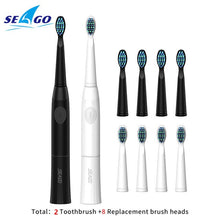 将图片加载到图库查看器，SEAGO Electric Toothbrush with 1 Replacement Brush Heads Battery Sonic Teeth Brush Deep Cleaning Included Soft-bristle E23
