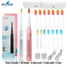 将图片加载到图库查看器,Seago Sonic Electric Toothbrush SG-507 Adult Timer Brush 5 Mode USB Charger Rechargeable Tooth Brushes Replacement Heads Set