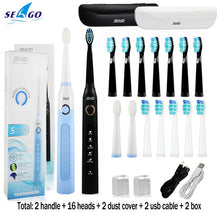 将图片加载到图库查看器,Seago Sonic Electric Toothbrush SG-507 Adult Timer Brush 5 Mode USB Charger Rechargeable Tooth Brushes Replacement Heads Set