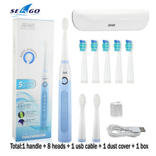 将图片加载到图库查看器,Seago Sonic Electric Toothbrush SG-507 Adult Timer Brush 5 Mode USB Charger Rechargeable Tooth Brushes Replacement Heads Set