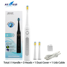 将图片加载到图库查看器,Seago Sonic Electric Toothbrush SG-507 Adult Timer Brush 5 Mode USB Charger Rechargeable Tooth Brushes Replacement Heads Set