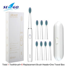 将图片加载到图库查看器,SEAGO Electric Toothbrush Rechargeable buy one get one free Sonic Toothbrush 4 Mode Travel Toothbrush with 3 Brush Head Gift