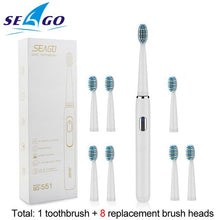 将图片加载到图库查看器,SEAGO Electric Toothbrush Rechargeable buy one get one free Sonic Toothbrush 4 Mode Travel Toothbrush with 3 Brush Head Gift