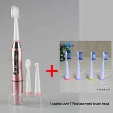 将图片加载到图库查看器,SEAGO Electric Toothbrush Sonic Adult Battery Teeth brush holder with 3 Replacement Brush Heads Waterproof Smart time SG910 Gift