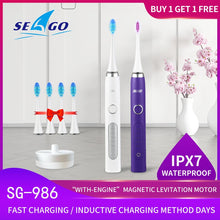 将图片加载到图库查看器,SEAGO Sonic Electric Toothbrush Rechargeable Buy One Get One Free Adult Waterproof Travel Ultrasonic automatic Toothbrush Gift