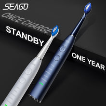 将图片加载到图库查看器,Seago Electric Sonic Toothbrush SG-575 USB Charge Rechargeable Adult Waterproof Electronic Tooth Brushes Replacement Heads Gift