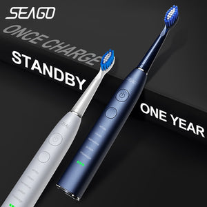 Seago Electric Sonic Toothbrush SG-575 USB Charge Rechargeable Adult Waterproof Electronic Tooth Brushes Replacement Heads Gift