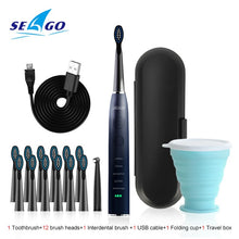 将图片加载到图库查看器,Seago Electric Sonic Toothbrush SG-575 USB Charge Rechargeable Adult Waterproof Electronic Tooth Brushes Replacement Heads Gift