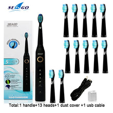 将图片加载到图库查看器,Seago Sonic Electric Toothbrush SG-507 Adult Timer Brush 5 Mode USB Charger Rechargeable Tooth Brushes Replacement Heads Set
