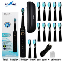 将图片加载到图库查看器,Seago Sonic Electric Toothbrush SG-507 Adult Timer Brush 5 Mode USB Charger Rechargeable Tooth Brushes Replacement Heads Set