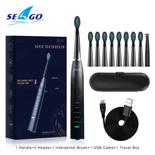 将图片加载到图库查看器,SEAGO Sonic Electric Toothbrush Upgraded Adult Waterproof USB Rechargeable 360 Days Long Standby Time With5 Brush Head Best Gift