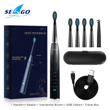 将图片加载到图库查看器,SEAGO Sonic Electric Toothbrush Upgraded Adult Waterproof USB Rechargeable 360 Days Long Standby Time With5 Brush Head Best Gift