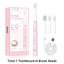将图片加载到图库查看器，SEAGO Electric Toothbrush E9 Sonic Rechargeable Travel Waterproof Tooth Brush Buy 1 Get 1 Free 5 Mode Deep Clean Whiten Gift
