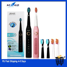 将图片加载到图库查看器,New Seago Sonic Electric Toothbrush SG-507 Adult Timer Brush USB Charger Rechargeable Tooth Brushes /Replacement Brush Heads/box