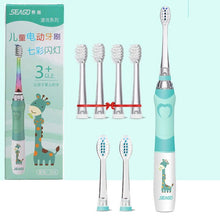 将图片加载到图库查看器,Seago Children's Electric Toothbrush LED Light Smart Reminder Replacement Nozzles Battery Supply Sonic Toothbrush for 3 Years+