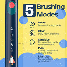 将图片加载到图库查看器，Seago Kids Electric Toothbrush for 6+Years 5 Modes Rechargeable IPX7 Waterproof Power Sonic Toothbrush Replacement Head SG-2303
