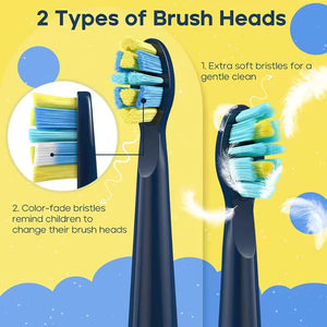 Seago Kids Electric Toothbrush for 6+Years 5 Modes Rechargeable IPX7 Waterproof Power Sonic Toothbrush Replacement Head SG-2303