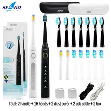 将图片加载到图库查看器，Seago SG-507 Sonic Electric Toothbrush Adult Timer Brush USB Rechargeable Electric Tooth Brushes with 3pc Replacement Brush Head
