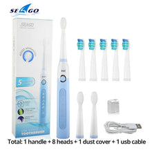 将图片加载到图库查看器，Seago SG-507 Sonic Electric Toothbrush Adult Timer Brush USB Rechargeable Electric Tooth Brushes with 3pc Replacement Brush Head
