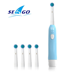 Seago SG-2004 Sonic Rotating Electric Toothbrush Adult Remove Battery Washable Electric Tooth Brushes with 5pc Replacement Brush