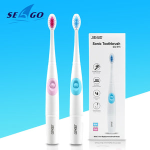 Seago Electric Toothbrush Teeth Whitening Cleaning Waterproof 1 AAA Battery Powered 3 Replaceable Toothbrush Heads SG915