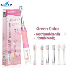 将图片加载到图库查看器，SEAGO Children Sonic Electric Toothbrush for 3-12 Ages Battery LED Sonic Kids Tooth brush Smart Timer Replacement Brush Heads
