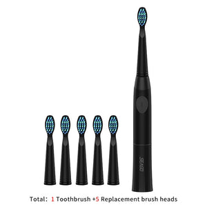 SEAGO Electric Toothbrush with 1 Replacement Brush Heads Battery Sonic Teeth Brush Deep Cleaning Included Soft-bristle E23