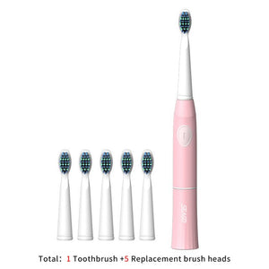 SEAGO Electric Toothbrush with 1 Replacement Brush Heads Battery Sonic Teeth Brush Deep Cleaning Included Soft-bristle E23