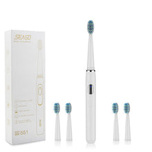 将图片加载到图库查看器，SEAGO Electric Toothbrush Rechargeable buy one get one free Sonic Toothbrush 4 Mode Travel Toothbrush with 3 Brush Head Gift
