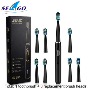 SEAGO Electric Toothbrush Rechargeable buy one get one free Sonic Toothbrush 4 Mode Travel Toothbrush with 3 Brush Head Gift