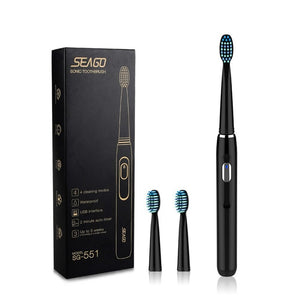 SEAGO Electric Toothbrush Rechargeable buy one get one free Sonic Toothbrush 4 Mode Travel Toothbrush with 3 Brush Head Gift