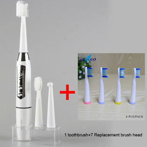 SEAGO Electric Toothbrush Sonic Adult Battery Teeth brush holder with 3 Replacement Brush Heads Waterproof Smart time SG910 Gift