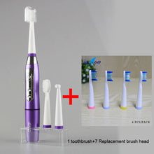 将图片加载到图库查看器，SEAGO Electric Toothbrush Sonic Adult Battery Teeth brush holder with 3 Replacement Brush Heads Waterproof Smart time SG910 Gift
