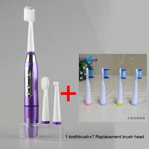 SEAGO Electric Toothbrush Sonic Adult Battery Teeth brush holder with 3 Replacement Brush Heads Waterproof Smart time SG910 Gift