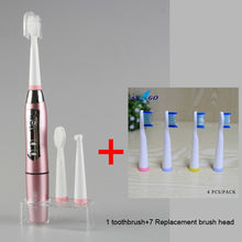 将图片加载到图库查看器，SEAGO Electric Toothbrush Sonic Adult Battery Teeth brush holder with 3 Replacement Brush Heads Waterproof Smart time SG910 Gift
