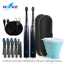 将图片加载到图库查看器，Seago Electric Sonic Toothbrush SG-575 USB Charge Rechargeable Adult Waterproof Electronic Tooth Brushes Replacement Heads Gift
