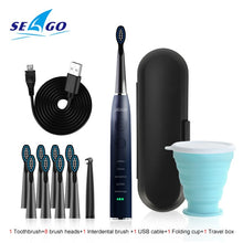 将图片加载到图库查看器，Seago Electric Sonic Toothbrush SG-575 USB Charge Rechargeable Adult Waterproof Electronic Tooth Brushes Replacement Heads Gift
