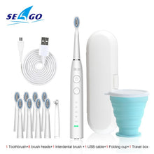 将图片加载到图库查看器，Seago Electric Sonic Toothbrush SG-575 USB Charge Rechargeable Adult Waterproof Electronic Tooth Brushes Replacement Heads Gift
