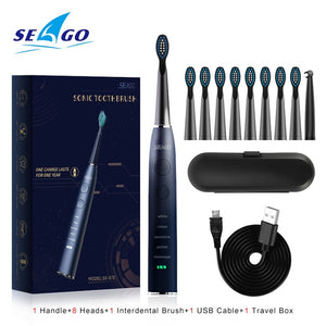 SEAGO Sonic Electric Toothbrush Upgraded Adult Waterproof USB Rechargeable 360 Days Long Standby Time With5 Brush Head Best Gift