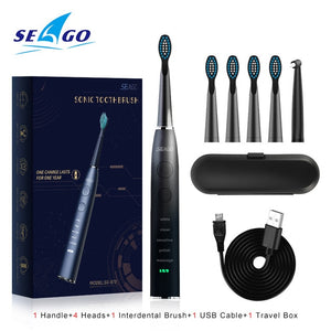 SEAGO Sonic Electric Toothbrush Upgraded Adult Waterproof USB Rechargeable 360 Days Long Standby Time With5 Brush Head Best Gift