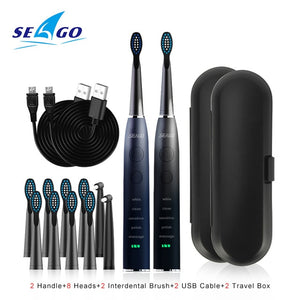 SEAGO Sonic Electric Toothbrush Upgraded Adult Waterproof USB Rechargeable 360 Days Long Standby Time With5 Brush Head Best Gift