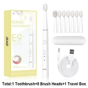 SEAGO Electric Toothbrush E9 Sonic Rechargeable Travel Waterproof Tooth Brush Buy 1 Get 1 Free 5 Mode Deep Clean Whiten Gift