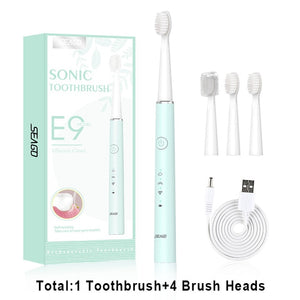 SEAGO Electric Toothbrush E9 Sonic Rechargeable Travel Waterproof Tooth Brush Buy 1 Get 1 Free 5 Mode Deep Clean Whiten Gift