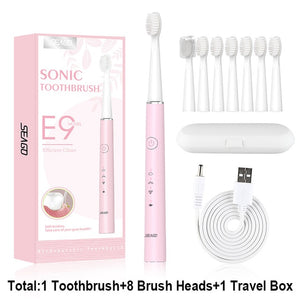 SEAGO Electric Toothbrush E9 Sonic Rechargeable Travel Waterproof Tooth Brush Buy 1 Get 1 Free 5 Mode Deep Clean Whiten Gift