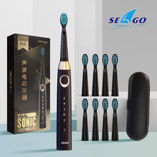 将图片加载到图库查看器，Seago Sonic Electric Toothbrush USB Rechargeable 5 Modes Smart Ultrasonic Toothbrushes Travel Case Oral Care Brush 8 Teeth Heads
