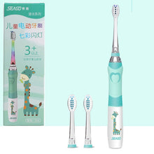 将图片加载到图库查看器，Seago Children&#39;s Electric Toothbrush LED Light Smart Reminder Replacement Nozzles Battery Supply Sonic Toothbrush for 3 Years+
