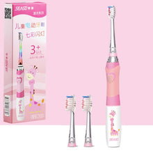 将图片加载到图库查看器，Seago Children&#39;s Electric Toothbrush LED Light Smart Reminder Replacement Nozzles Battery Supply Sonic Toothbrush for 3 Years+
